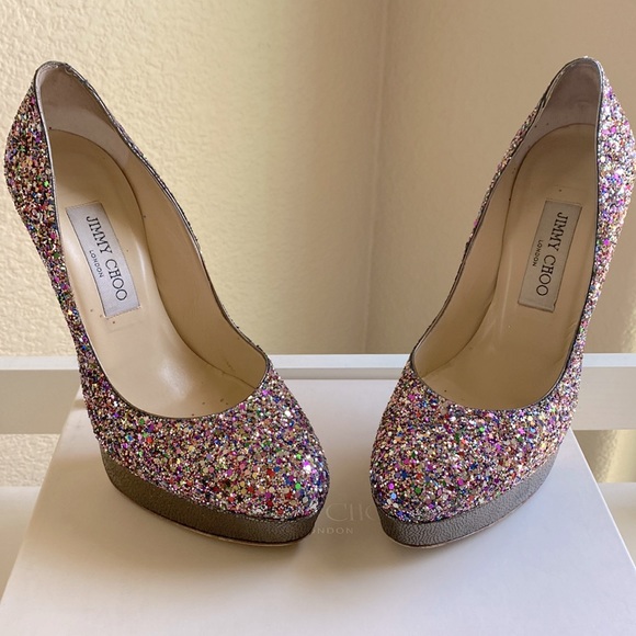 ✨RARE JIMMY CHOO GLITTER HEELS✨ - Picture 1 of 10